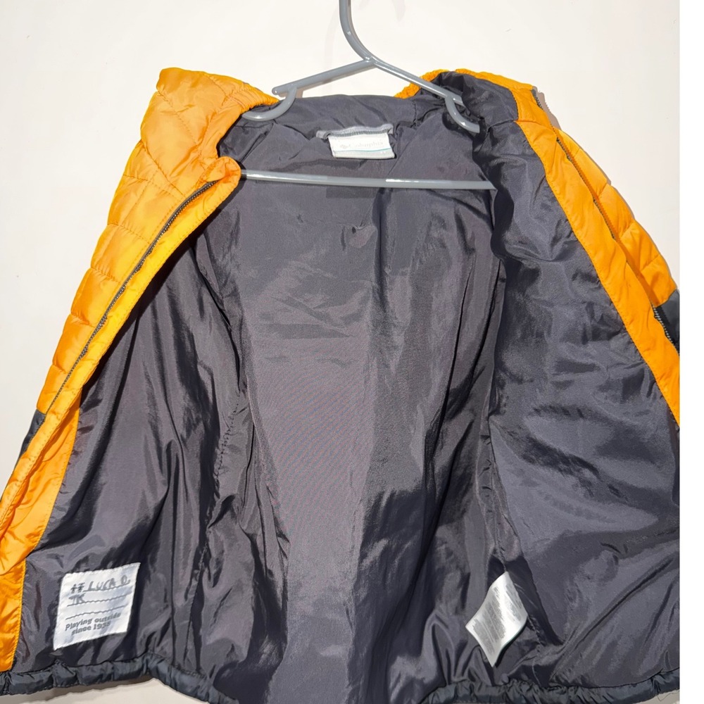 Columbia Kids 3T Hooded Puffer Jacket Orange Black Full Zip Winter Outerwear - Picture 2 of 6